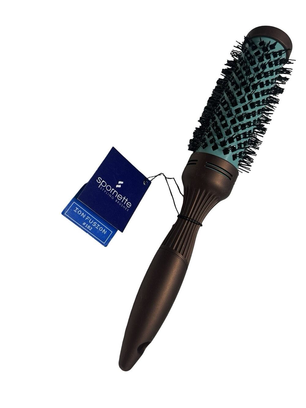 Spornette Hairbrush ION FUSION Thermal Ceramic 2” New #182 Brown With Aqua